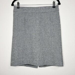 Banana Republic Gray Herringbone Wool Cotton Blend Straight Pencil Skirt